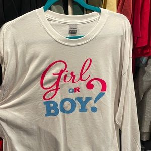 Girl or boy gender reveal mens sz xl shirt long sleeve